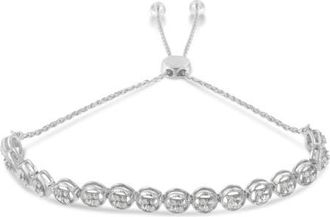 House of Brilliance Silver 1/4 Cttw Diamond Bolo Bracelet in White at Nordstrom