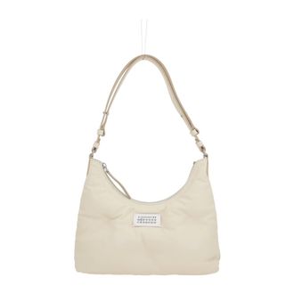 Maison Margiela Tassen, Dames, Beige, ONE Size, Leer, Gewatteerde Hobo Tas