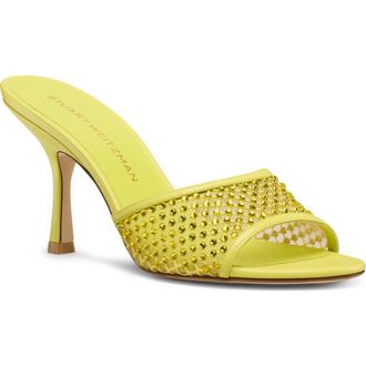 Stuart Weitzman Bareitall Shine Mesh Sandal in Citrine at Nordstrom, Size 8.5