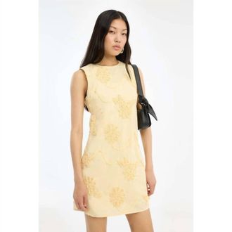 Rotate Womens Flower Mini Flared Dress In Yellow