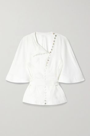 Altuzarra Blusa In Cr&ecirc;pe Con Cintura Dafishy - Bianco