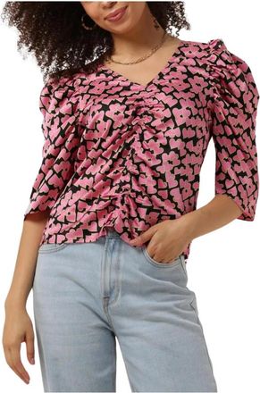 Co'Couture Heart Drape Blouse - Dames - Blouses - Roze - S - Polyester - Overhemden