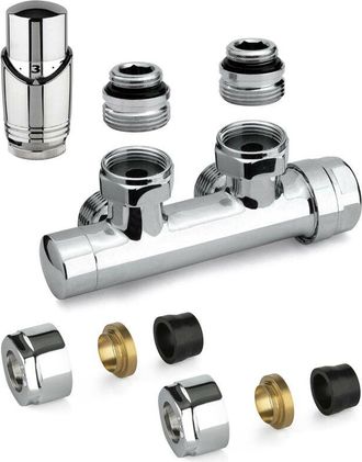 APM Kit V&aacute;lvula H Termost&aacute;tica Cuadrada Color Cromo Con Adaptador Para Tubos De Cobre Apm 343kc 015 R 12 Cromo