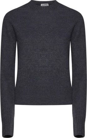 Jil Sander Wollen Trui - Dames - Ronde hals truien - Grijs - M - Wol - Truien & Vesten