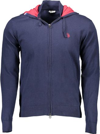 U.S.Polo Association Mens Knit Hoodie Zipup Classic - Dark Blue Cotton - Size 2XL