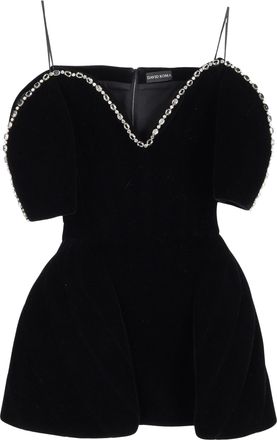 DAVID KOMA Embellished Mini Dress in Black Velvet