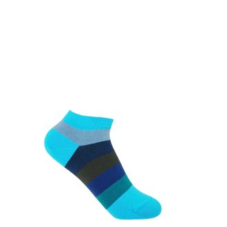 Peper Harow Block Stripe Womens Trainer Socks - Aqua