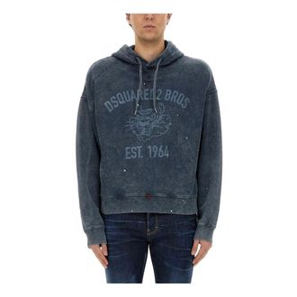 Dsquared2 Hoodies, male, Blue, Size: S Cypro Fit Hoodie