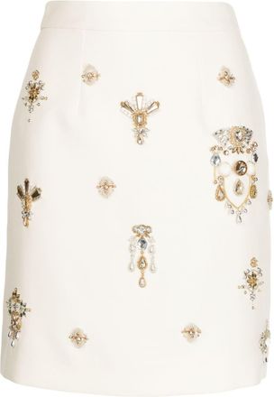 Zuhair Murad jewel-embellished silk miniskirt - women - glass/Stone/Polyester/Pearl/Polyester/Silk - 36 - White