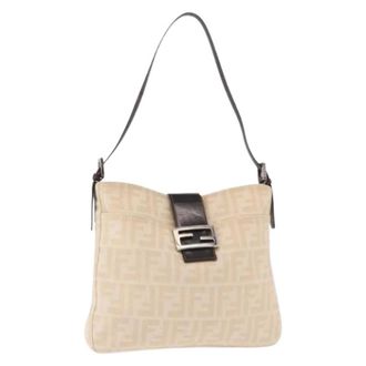 Fendi Pre-owned Vintage Zucca Canvas Shoulder Bag - Dames - Pre-owned - Beige - Maat: ONE Size Leer