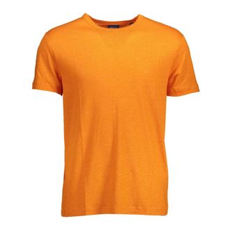 GANT T-Shirts, male, Orange, Size: L Short Sleeve Orange Cotton Tee Shirt