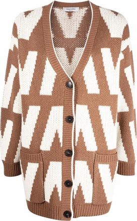 Valentino Garavani Logo-Intarsia Virgin Wool Cardigan