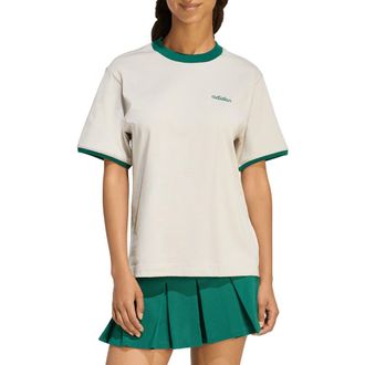 adidas Essentials Colorpop Cotton Ringer T-Shirt in Wonder Alumina/Green at Nordstrom Rack, Size X-Large