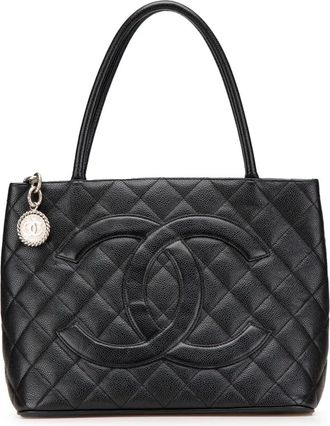 Chanel Borsa tote Medallion in pelle Caviar 2000-2002 - Nero