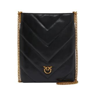 Pinko Shoulder Bags, female, Black, ONE SIZE, Flat Satchel Pelle Naplak Big