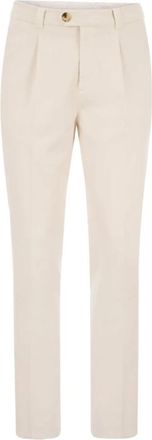 Brunello Cucinelli Slim-fit Broeken - Heren - Slim Fit Broeken - Wit - L - Leer - Broeken