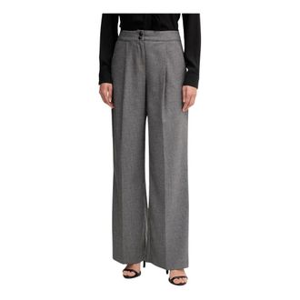 Gaud&igrave; Broeken, Dames, Grijs, M, Leer, High-waist Wide Broeken