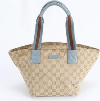 Gucci Gg Canvas Brown Gg Canvas Leather Handbag Tote Bag (Pre-Owned)