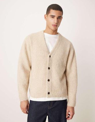Abercrombie & Fitch Cardigan stile vintage in boucl&eacute; beige-Neutro