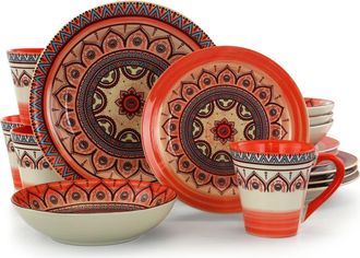 Elama Zen Rust Mozaik 16 Piece Dinnerware Set in Orange at Nordstrom