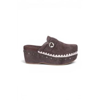 Mou Wedges, female, Brown, Size: 11 US Sabot Clog Plain Suede