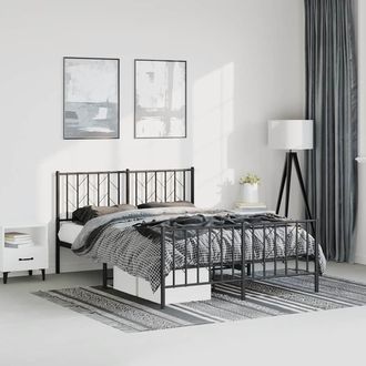 vidaXL Estructura Cama Sin Colch&oacute;n Con Estribo Metal Negro 193x203 Cm Vidaxl