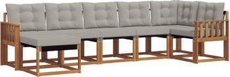 vidaXL Conjunto De Sof&aacute;s De Exterior 7 Uds. Natural Y Gris Claro Vidaxl