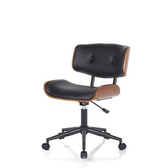 Oresteluchetta Silla oficina nogal piel sint&eacute;tica, metal negro 118-128x62x65