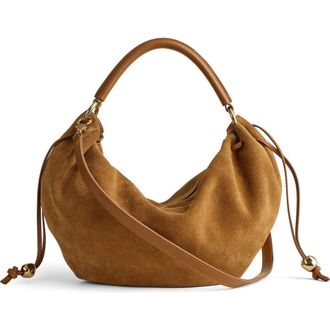 Madewell The Camren Gathered Suede Shoulder Bag in Aged Cognac at Nordstrom