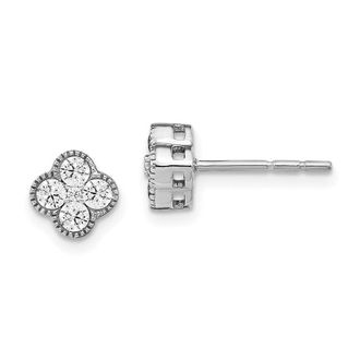 Diamond2Deal 14k Gold 1/2 ct Lab Grown Diamond Bloom Floral Stud Earrings VS Clarity, D-E Color