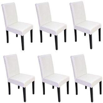 Hhg non utilizzato] Set 6x sedie Littau pelle soggiorno cucina sala da pranzo 43x56x90cm bianco piedi scuri