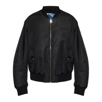 Versace Bomber Jackets, male, Black, Size: 2XL Printed Nylon Reversible Bomber