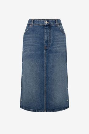 Stella McCartney Midirock aus nachhaltigem Denim mit Seitendruckkn&ouml;pfen