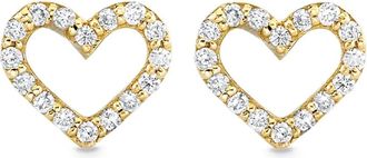 Sydney Evan Orecchini a bottone Open Heart in oro giallo 14 carati con diamanti