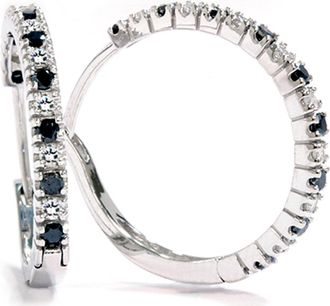 Pompeii3 1/2ct Black & White Diamond Hoops 14K White Gold