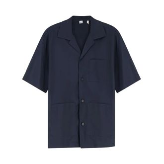 Aspesi Short Sleeve Shirts, male, Blue, Size: M Short Sleeve Shirt
