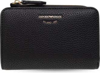 Emporio Armani Portemonnee met logo - Dames - Portefeuilles - Zwart - ONE Size - Leer - Accessoires