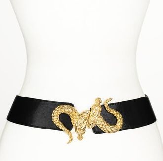 Raina Dragon Buckle Leather Belt in Black at Nordstrom, Size Medium