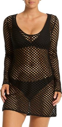 Sea Level Australia Castaway Reversible Mesh Cover-Up Dress in Black at Nordstrom, Size Medium