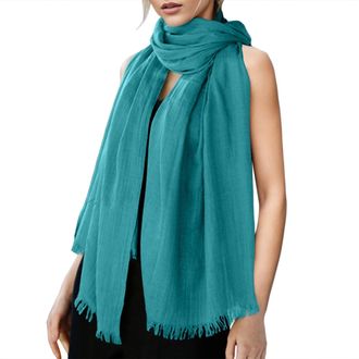 Generic Linen Blend Scarf for All Seasons Versatile Beachwear Accessory Lightweight Elegant Wrap (Mint Green, One Size)