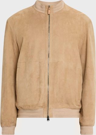 Canali Mens Suede Full-Zip Blouson