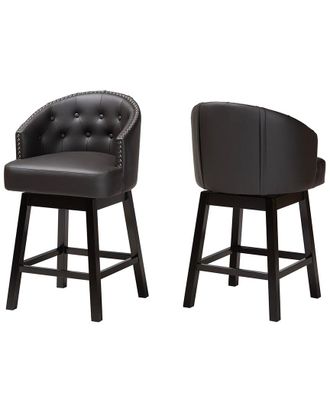 Baxton Studio Theron Mid-Century 2Pc Swivel Counter Stool Set