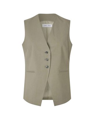 Sams&oslash;e & Sams&oslash;e Melange Gilet with V-Neckline and Button Closure