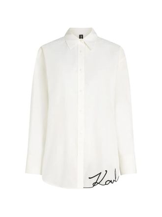 Karl Lagerfeld Classic White Button-Up Shirt with Signature Detail