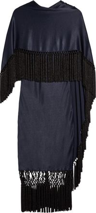 Wales Bonner Wales Bonner Solstice Cape-effect Tassel Satin Midi Dress - Navy - S (UK8-10 / S)