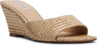 Steve Madden Seleste Wedge Slide Sandal in Gold Raffia at Nordstrom, Size 6.5