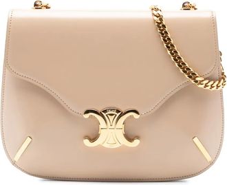 Celine Borsa a tracolla Triomphe Besace Clea in pelle di vitello lucida con catena 2022 - Marrone