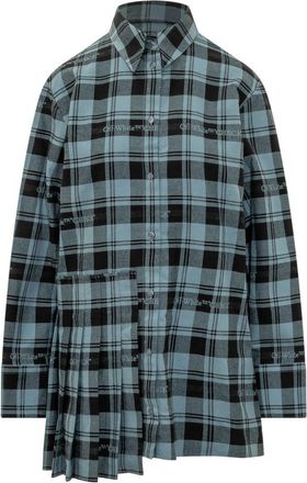 Off-white Blue Check Shirt Mini Dress