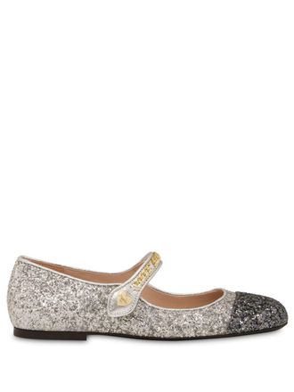 Love Moschino Tweekleurige ballerinas met glitter - Zilver