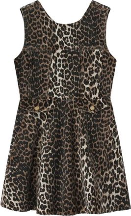 Ganni Print Denim Flounce Mini Jurk - Dames - Korte kleedjes - Bruin - S - Denim - Kleedjes